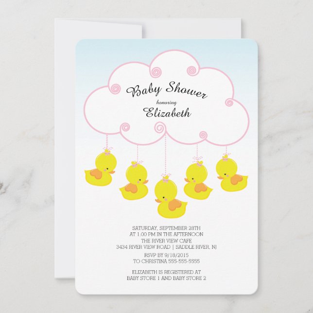 Cute Rubber Duck Baby Shower Invitations (Front)