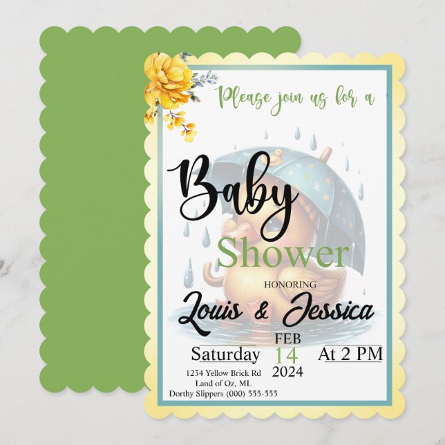 Cute Rubber Duck Baby Shower Invitations (Front/Back)