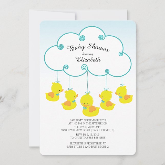 Cute Rubber Duck Baby Shower Invitations (Front)