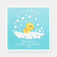 Cute Rubber Duck Baby Shower Paper Napkins