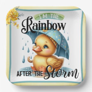 Cute Rubber Duck Baby Shower Paper Plate