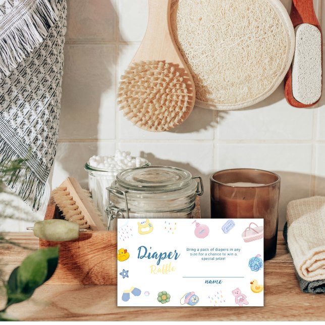 Cute Rubber Duck Bath Diaper Raffle Baby Shower   Enclosure Card (Cute Rubber Duck Bath Diaper Raffle Baby Shower Enclosure Card)