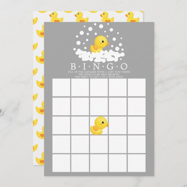 Cute Rubber Duck  BINGO Baby Shower Game Invitation (Front/Back)