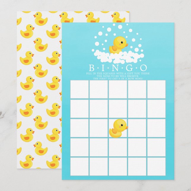 Cute Rubber Duck  BINGO Baby Shower Game Invitation (Front/Back)