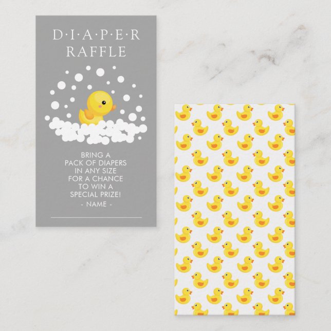 Cute Rubber Duck Diaper Raffle Ticket Enclosure Card (Front/Back)