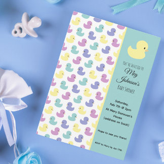 Cute Rubber Duck Gender Neutral Baby Shower Invitation