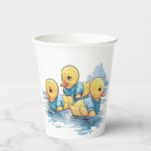 Cute Rubber Duck in Blue Clothing  Paper Cups