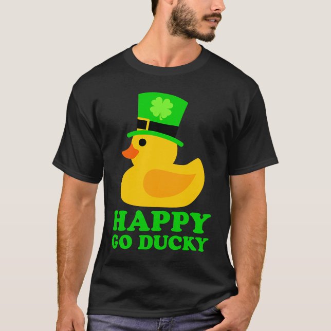 Cute Rubber Duck  Lucky Four Leaf C Leprechaun Hat T-Shirt (Front)