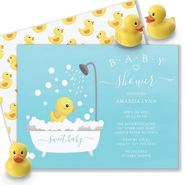 Cute Rubber Duck Shower Baby Invitation (Creator Uploaded)