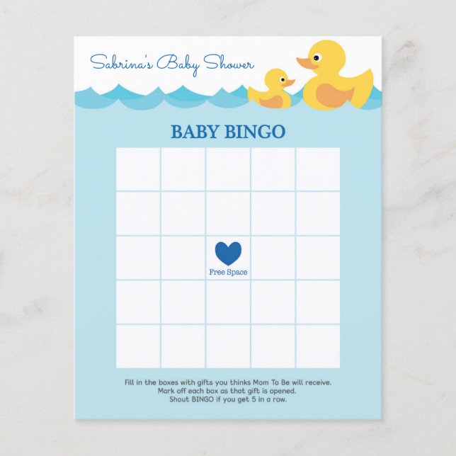 Cute Rubber Duck Theme Baby Shower Game (Front)
