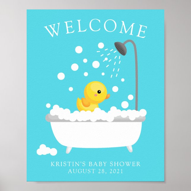 Cute Rubber Duck Welcome Baby Shower Poster (Front)