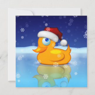 Cute Rubber Duck With Santa Claus Cap Holiday Card