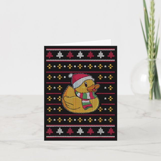 Cute Rubber Duckie Duck Christmas Santa Clause  Card (Front)