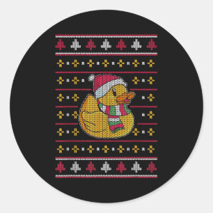Cute Rubber Duckie Duck Christmas Santa Clause  Classic Round Sticker