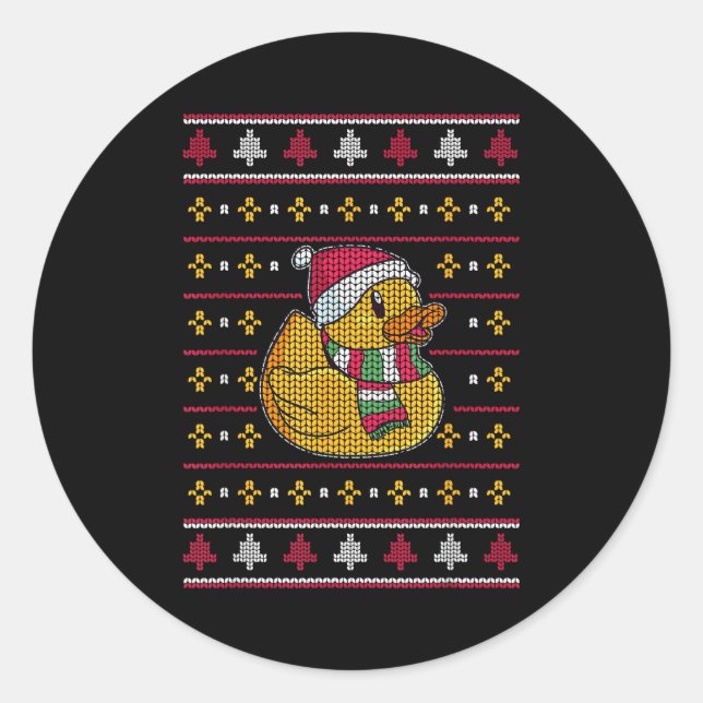 Cute Rubber Duckie Duck Christmas Santa Clause  Classic Round Sticker (Front)