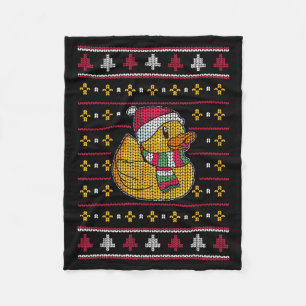 Cute Rubber Duckie Duck Christmas Santa Clause  Fleece Blanket