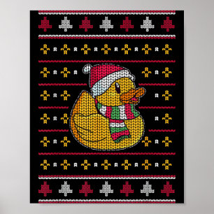 Cute Rubber Duckie Duck Christmas Santa Clause Poster