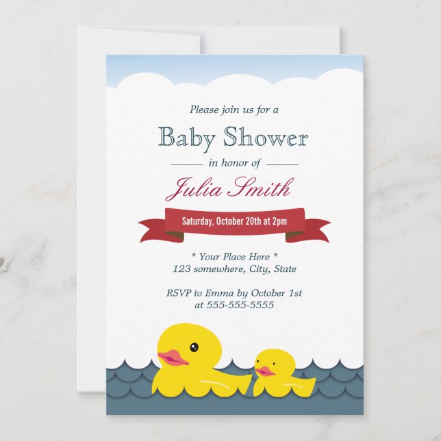 Cute Rubber Ducks Baby Shower Invitation (Front)