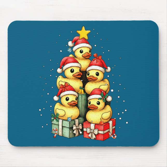 Cute Rubber Ducks Le Duckie Christmas Tree Xmas Ha Mouse Mat (Front)