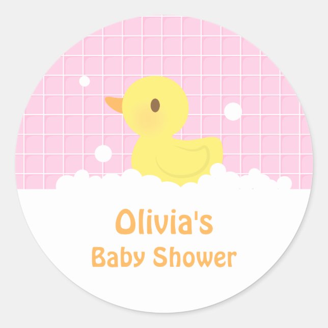 Cute Rubber Ducky Baby Shower Party Decor Classic Round Sticker (Front)