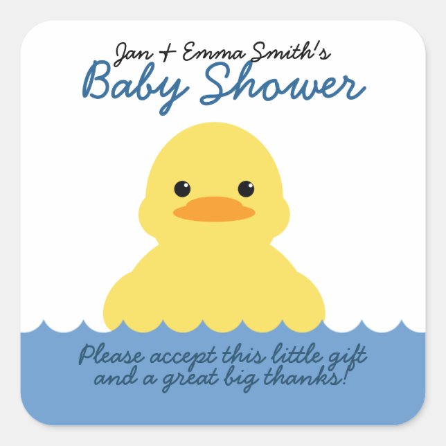 cute rubber ducky BABY SHOWER party favour label (Front)