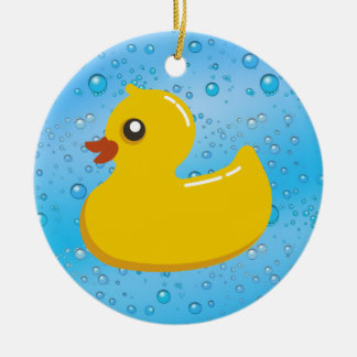 Cute Rubber Ducky/Blue Bubbles Ceramic Tree Decoration