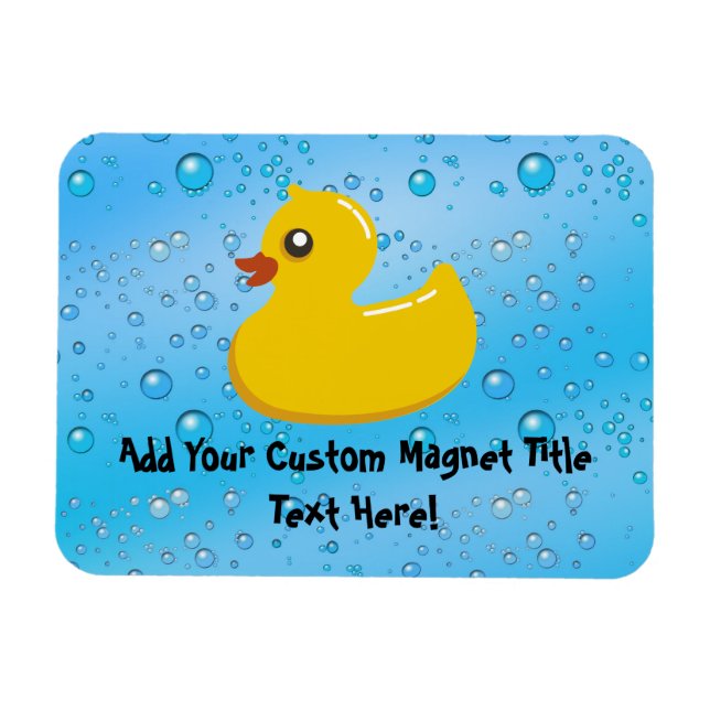 Cute Rubber Ducky/Blue Bubbles Magnet (Horizontal)