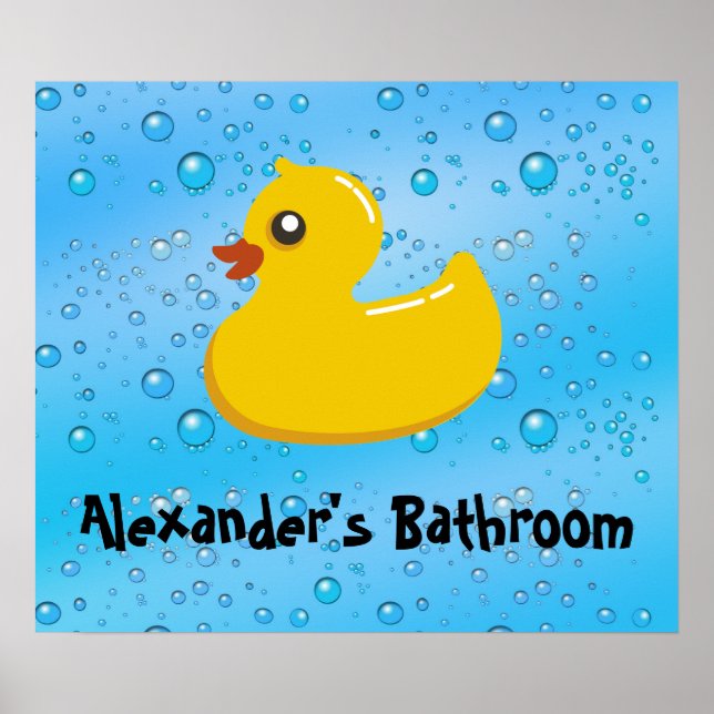 Cute Rubber Ducky/Blue Bubbles Poster (Front)
