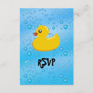 Cute Rubber Ducky/Blue Bubbles RSVP Card