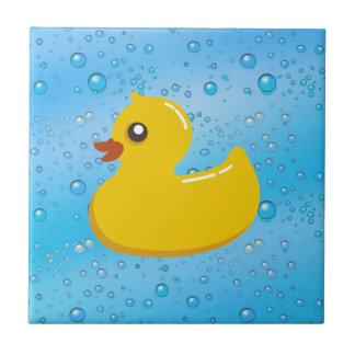 Cute Rubber Ducky/Blue Bubbles Tile