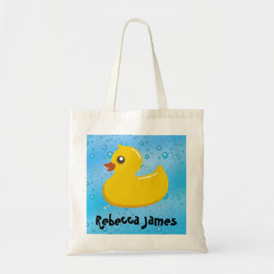 Cute Rubber Ducky/Blue Bubbles Tote Bag