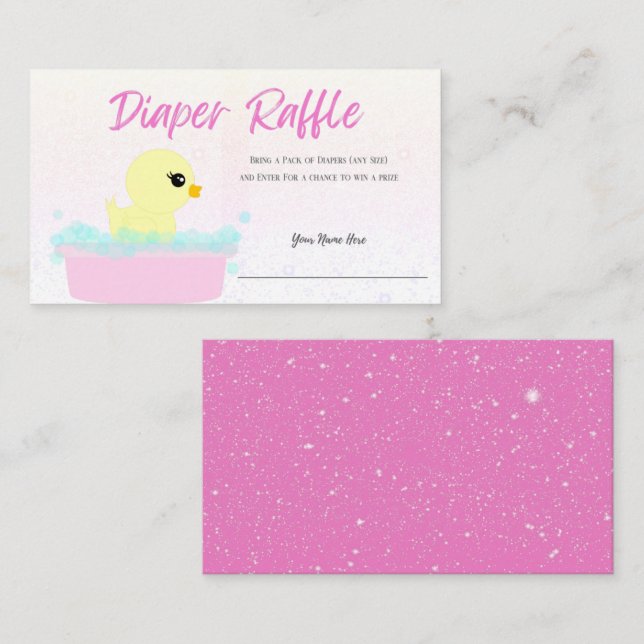 Cute Rubber Ducky Girl Diaper Raffle Enclosure Card (Front/Back)