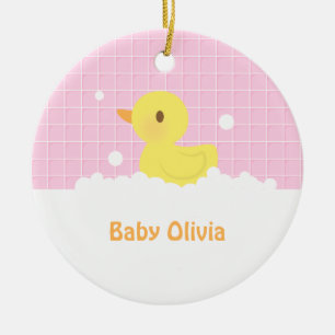 Cute Rubber Ducky in Bath Nursery Decor Ceramic Tree Decoration