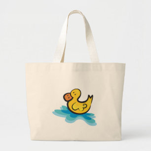 cute rubber ducky in tub large tote bag