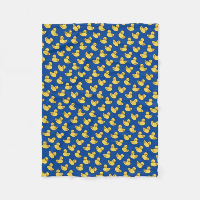 Cute Rubber Ducky Pattern Royal Blue Fleece Blanket (Front)