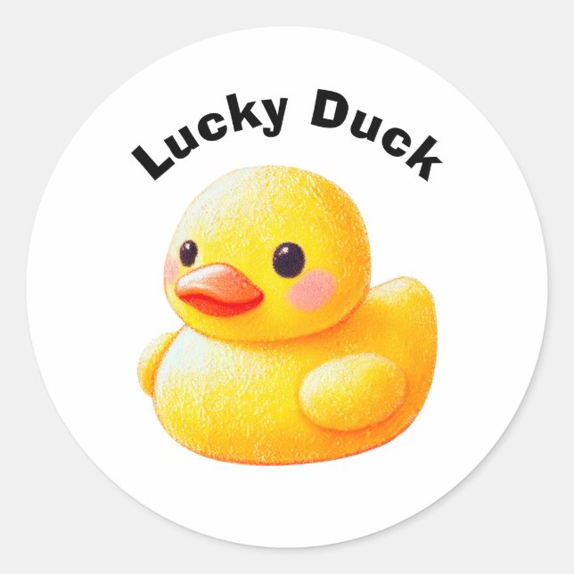 Cute Rubber Ducky with Customizable Text Classic Round Sticker (Front)