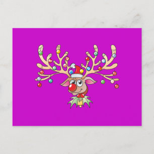 Cute Rudolf Reindeer with Christmas Lights Invites
