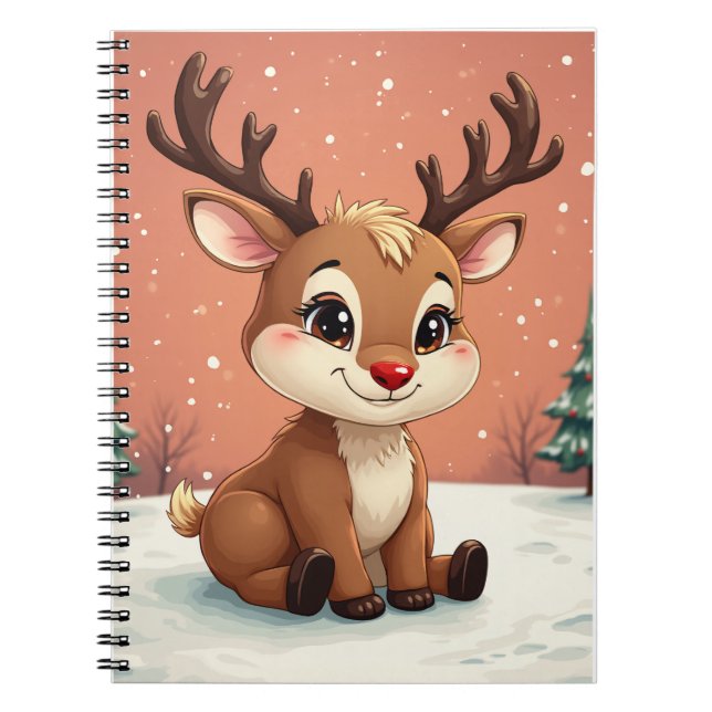 Cute Rudolph Character Notebook (Front)