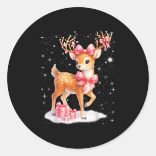 Cute Rudolph Nk Coquette Pajamas Christmas Xmas Gi Classic Round Sticker