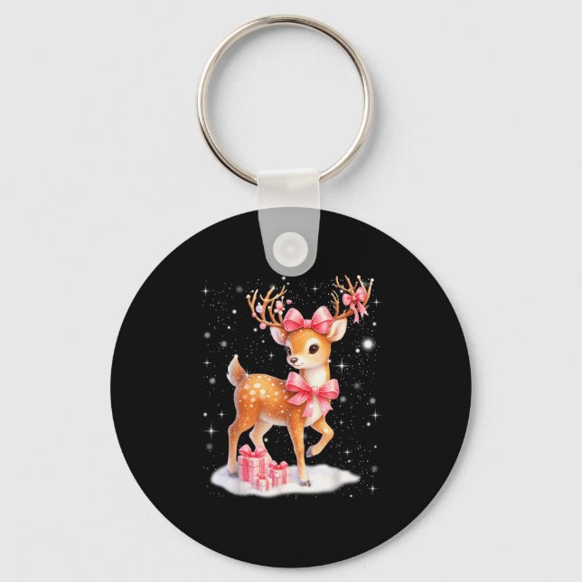 Cute Rudolph Nk Coquette Pajamas Christmas Xmas Gi Key Ring (Front)