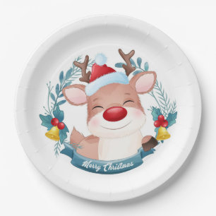 Cute Rudolph Paper Plate