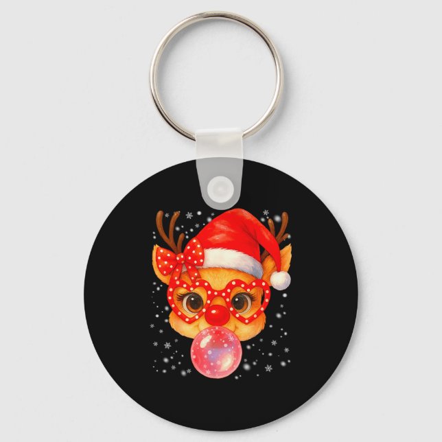 Cute Rudolph Red Nose Bubble Gum Christmas Xmas Gi Key Ring (Front)