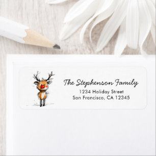 Cute Rudolph Reindeer Christmas Return Address
