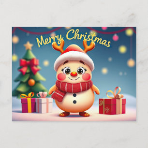 Cute Rudolph Reindeer Merry Christmas Postcard