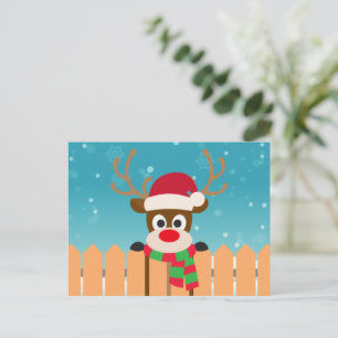 Cute Rudolph The Red Nose Reindeer Christmas Postcard