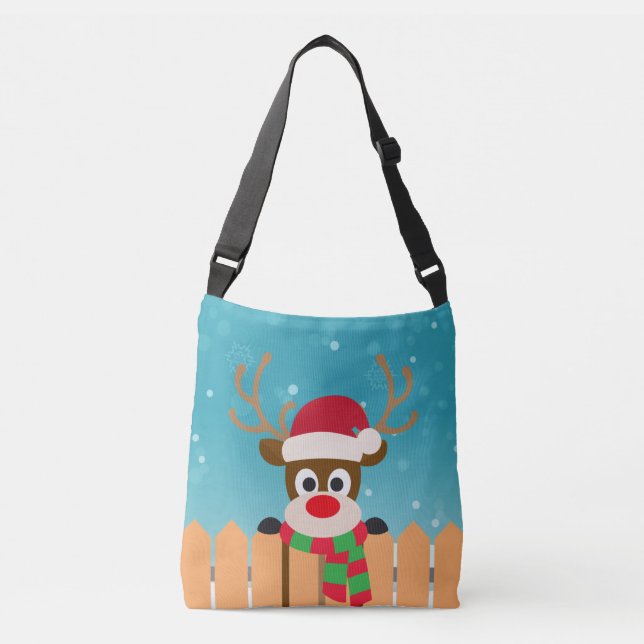 Cute Rudolph The Red Nose Reindeer | Crossbody Bag (Front)
