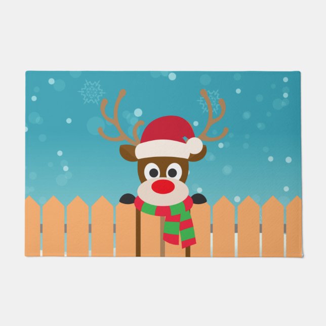 Cute Rudolph The Red Nose Reindeer | Doormat (Front)