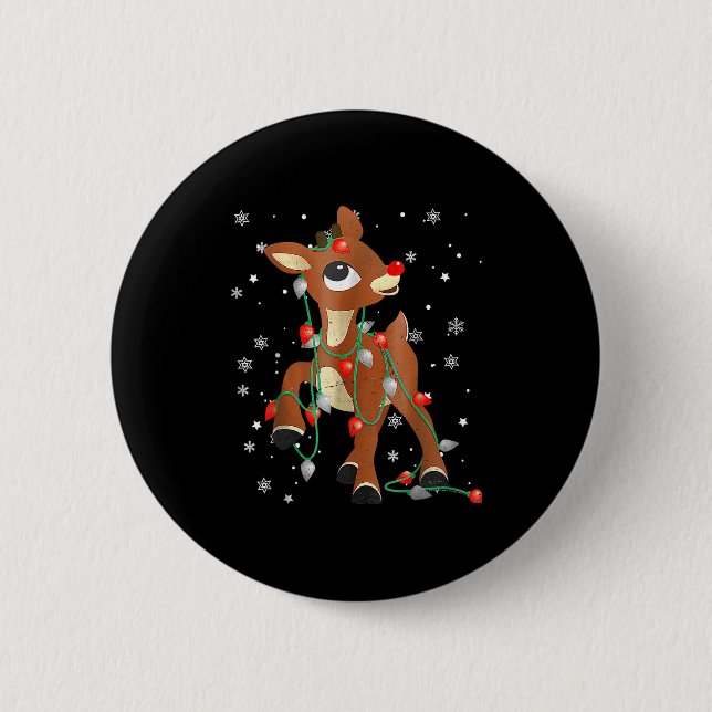 Cute Rudolph The Red Nose Reindeer For Kids Christ 6 Cm Round Badge (Front)