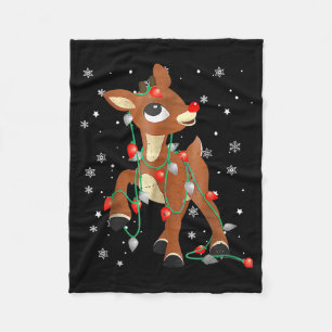 Cute Rudolph The Red Nose Reindeer For Kids Christ Fleece Blanket