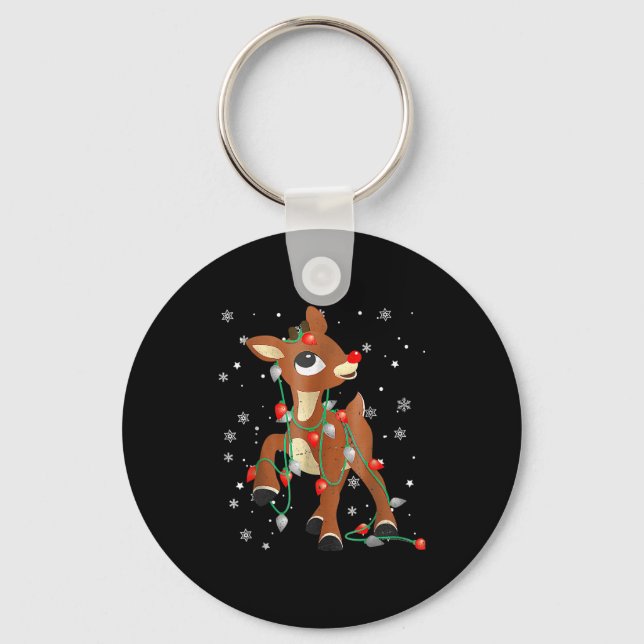 Cute Rudolph The Red Nose Reindeer For Kids Christ Key Ring (Front)